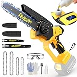 Mini motosierra inalámbrica compatible con batería Dewalt de 20 V máximo (sin batería),2 cadenas de 6 pulgadas + 2 cadenas de 8