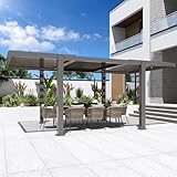 MELLCOM Louvered Pergola 10x18, Modern Aluminum Pergola with Adjustable Roof, Outdoor Shade Structure with Integrated Drainage System, Hardtop Gazebo Carport for Patio