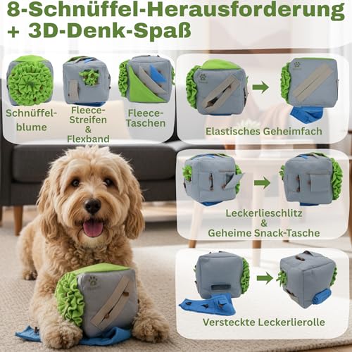 Petural® Sniffix - Der 8-in-1 Schnüffelwürfel | Intelligenzspielzeug für Hunde | interaktives Hundespielzeug | Hundespielzeug Intelligenz | Schnüffelball Hund | Hunde intelligenzspielzeug