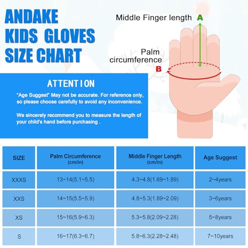 Andake Waterproof &Breathable Kids Snow Gloves 2-10Y Toddler Winter Warm Ski Gloves Kids Mittens For Boys Girls thumb #2