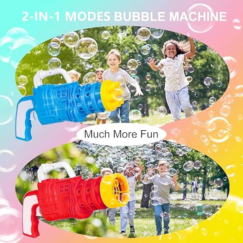 Image of VGRASSP Electric Dual Head Bubble Gun Toy for Kids - 2 Changeable Heads with Soap Solution, Bottle and Tray - Indoor and Outdoor Bubble Launcher for Boys and Girls - Color As Per Stock
