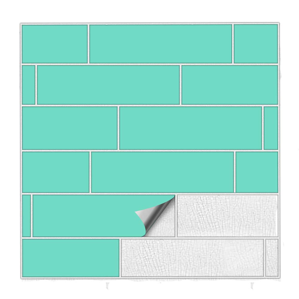 Kiwistar Tile Stickers Mint semi Gloss 3 x 15 cm - 50 Pieces - Adhesive Tiles - Tile Pattern - Sticker Tiles - Glue Over The Wall Tiles