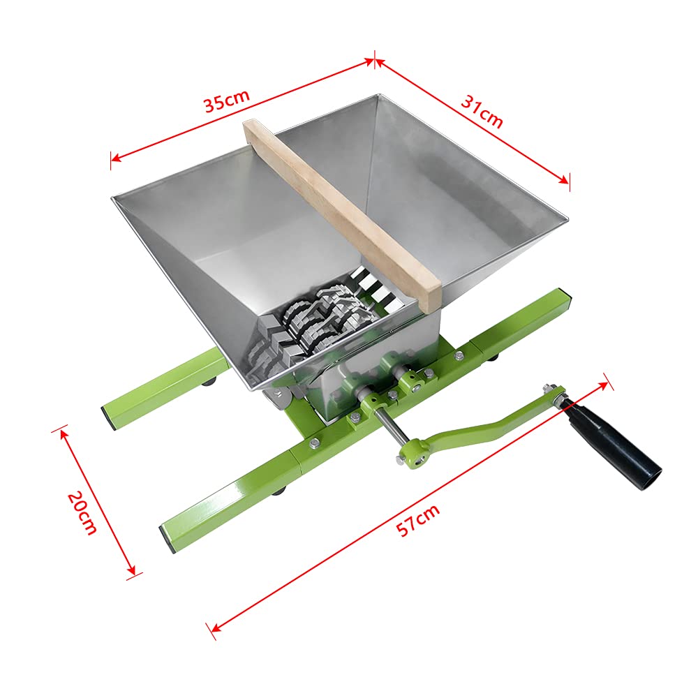 7 Liter Obstmühle aus Edelstahl Apfelpresse Traubenmühle Maischemühle Maischemühle Fruchtbrecher mit Griff Pulper Mühle mit Handkurbel Beerenmühle Obstpresse für Apfelwein