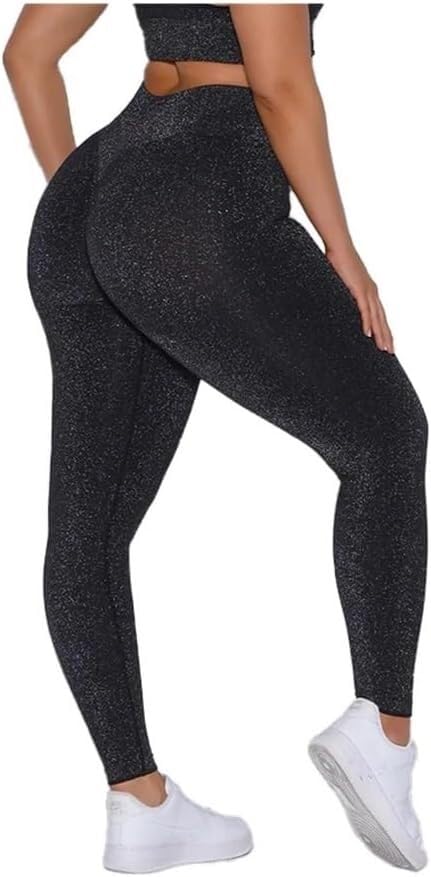 Pantalones de Yoga de Cintura Alta Leggings Brillantes Estilo Fiesta for Mujer(Carmine,M)