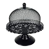 Cake Stand and Dome Lid,Cake Plate Rack Display Holder Metal for Tea Shop Room Hotel, Wedding Cake Dome,Serving Stand, Food Dome,Cake Display Presentation (black 1)