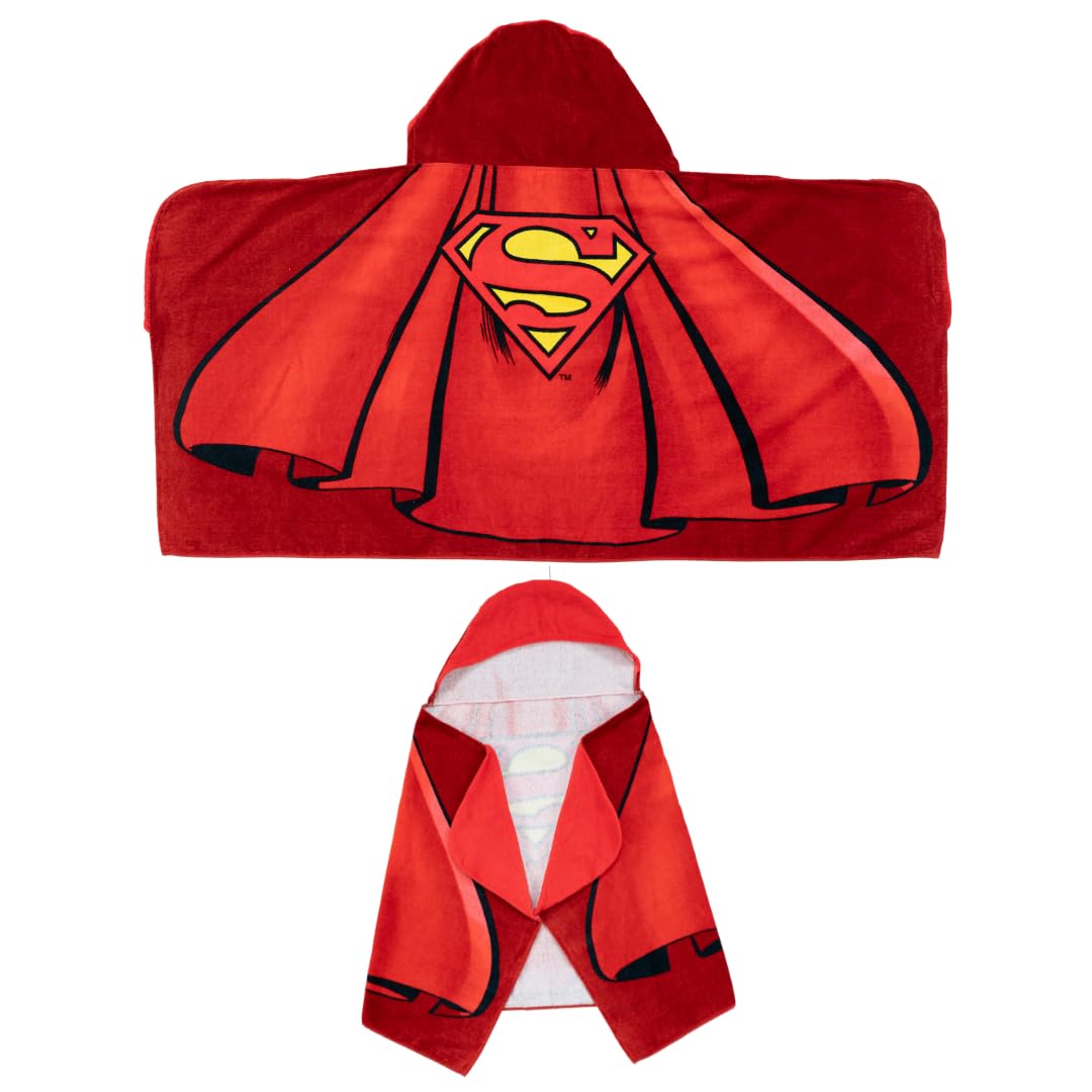 Franco Superman Cape Kids Super Soft Bath/Pool/Beach Soft Cotton Terry Hooded Towel Wrap, 24 in x 50 in, (Officially Licensed Product)