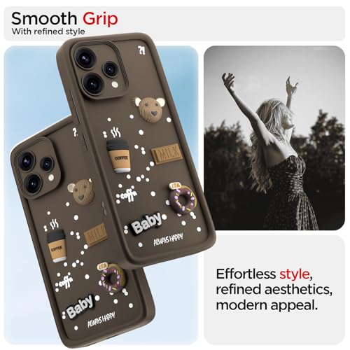 Image of Pikkme Back Cover for Oppo Reno 15C 5G | 3D Bear Silicone Cute & Fun Coffee Cartoon | Full Body Protection Bumper Case (Brown)
