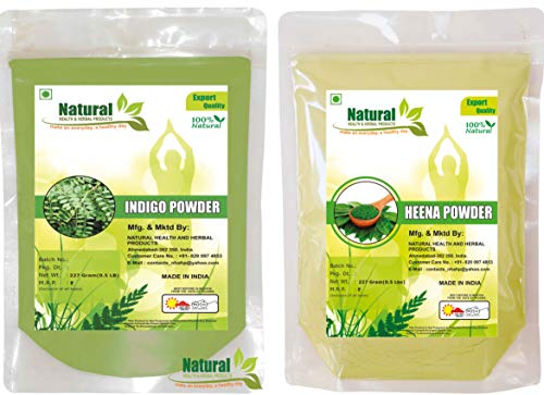 Natural Health And Herbal Products Indigo Powder & Henna Powder 454 Gram (227gm * 2) Pack of 2