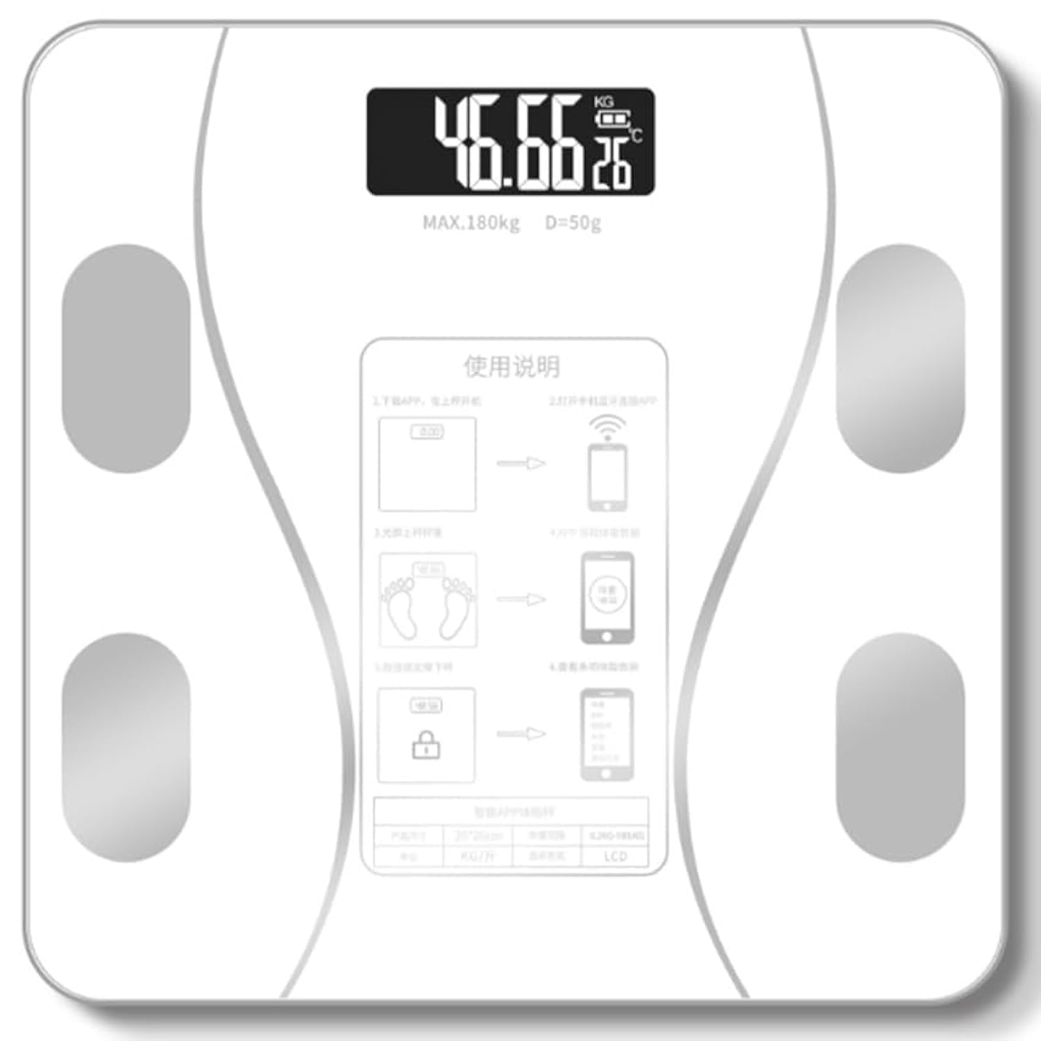 Smart Weight Scale, Body Fat Scale, Bluetooth Smart Body Weight Scale, Wireless Digital Bathroom Scale with Smartphone App (White)