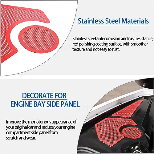 Image of Engine Bay Side Panel Cover Trim Compatible with Chevrolet Corvette C8 2020-2026, Rear Engine Covers, Engine Compartment Side Panel Decoration Accessories 5Pcs (Red)