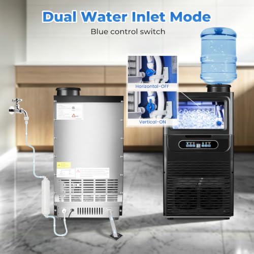 Image of Commercial Ice Maker Machine, 100Lbs /24H with 20lbs Storage Bin