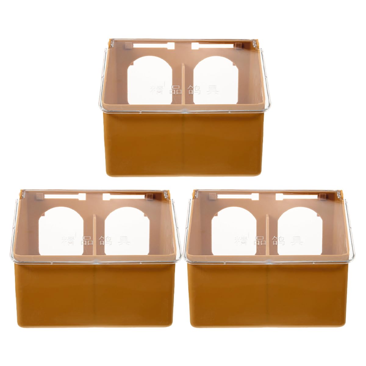 Mangeoire à oiseaux suspendue lot de 3 distributeurs marrons double ouverture pour cage