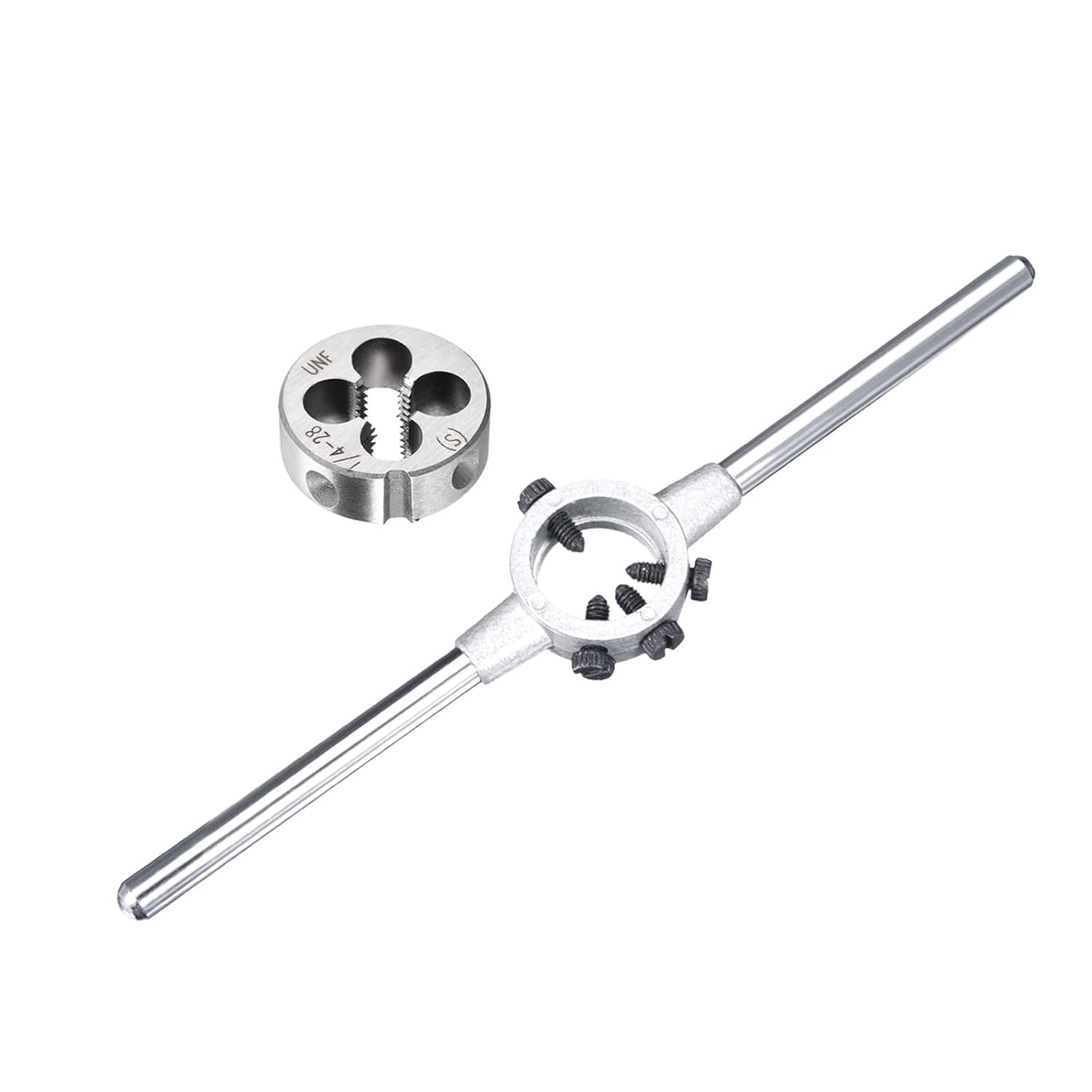 uxcell 1pcs Round Die Stock Handle Wrench Holder & 2pcs Round Die 1/4
