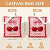 Cherries Canvas Tote Bag for Women, Romantic Playful Bow Hearts Valentine Red Washable Reusable Shopping Bags Ideas for Outdoor Travel Workday Reading 13x15 Inch #3