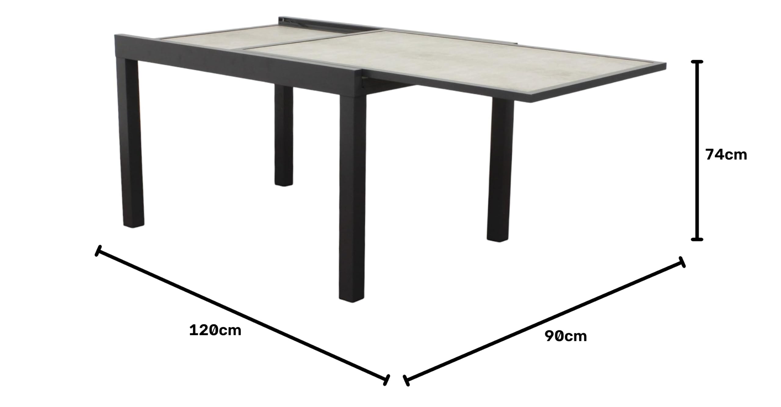 milani home - tavolo da giardino allungabile, alluminio, 10 posti, antracite, piano 120 x 240 cm