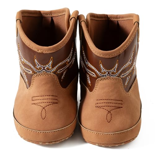 Image of Jastore Baby Boys Girls Cowboy Boots Infant Western Booties Toddler Soft Sole Non-Slip First Walker Crib Shoes