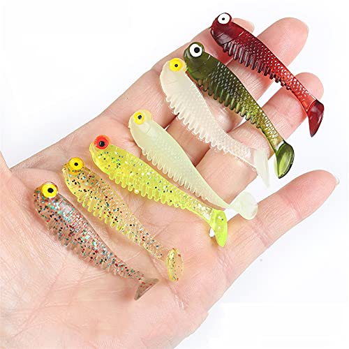 10 unids Cebo de Pesca de Silicona Juego de señuelos de Pesca 5,5 cm 1,5g Cebo Suave de Cola en T 6 # Cover