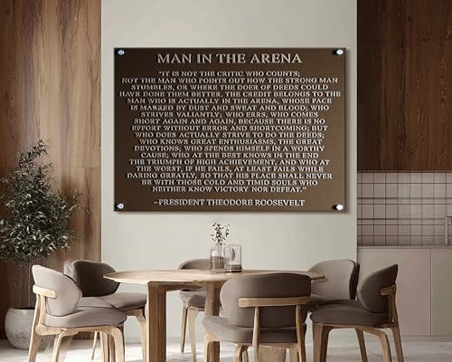 The Man in The Arena Inspirational Canvas Wall Art Motivational Positive Black Framed Poster Quotes Canvas Prints HD Print for Living Room Bedroom Home Ready To Hang (36Lx24W,WFramed)