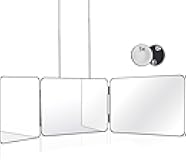JANMPASK 3 Way Mirror for Self Hair Cutting Tools with Height Adjustable Mirror 360 Trifold for Makeup to See Back of Head (Black)