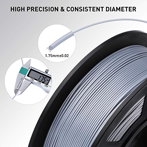Image of ANYCUBIC PLA 3D Printer Filament, 3D Printing PLA Filament 1.75mm Dimensional Accuracy + /- 0.02mm, 1KG Reusable Spool (2.2 lbs), Silver