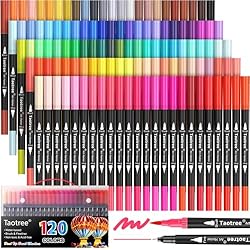 Taotree 120 Colors Dual Tip Art Markers Pens for Kids Adult Coloring Book, Artist Fine & Brush Tip Coloring Markers Drawing Pen for Journaling Note Taking Lettering Calligraphy Craft Art Supplies Set