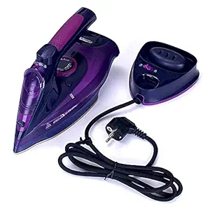 Delavala 2400W Steam Iron, 5 Speed Adjust Cordless Wireless Charging Portable Clothes Ironing Steamer Portable Ceramic Bottom Plate Iron-purple,Irons