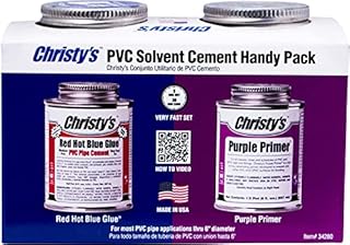 Christy's Handy Pack: Red Hot Blue Glue Medium Body PVC Cement and Purple Primer, 1/2 Pint (8 fl oz),RH-RHBV-HDYPK-HP-20