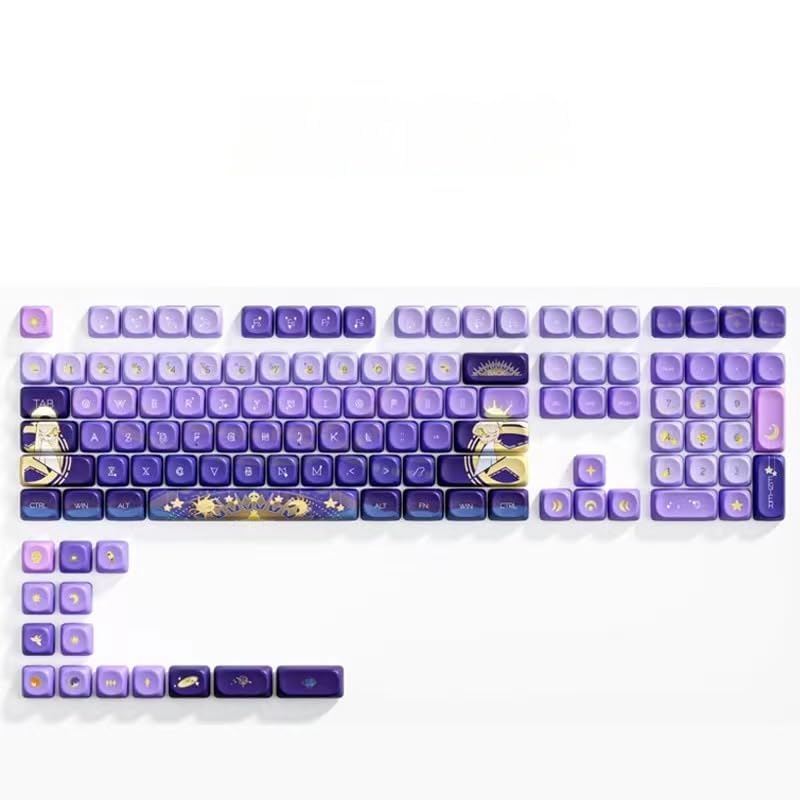 ILYCHEEGAMI PBT Material Gradient Purple keycaps MOA XDA Profile Round Set Mechanical Keyboard keycaps Compatible with Cherry MX switches,Gateron,TTC and Clones (MOA-Starry River Dream)