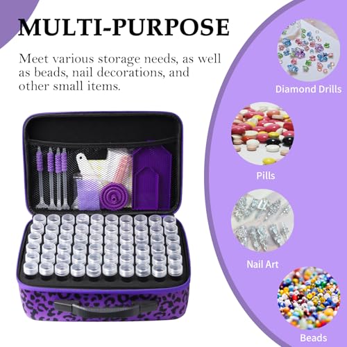 Image of ZORETCO Diamond Painting Storage Box, 120 Slots Bead Storage Containers with Tools Kit for Diamond Art Accessories Craft Jewelry Beads Organizer