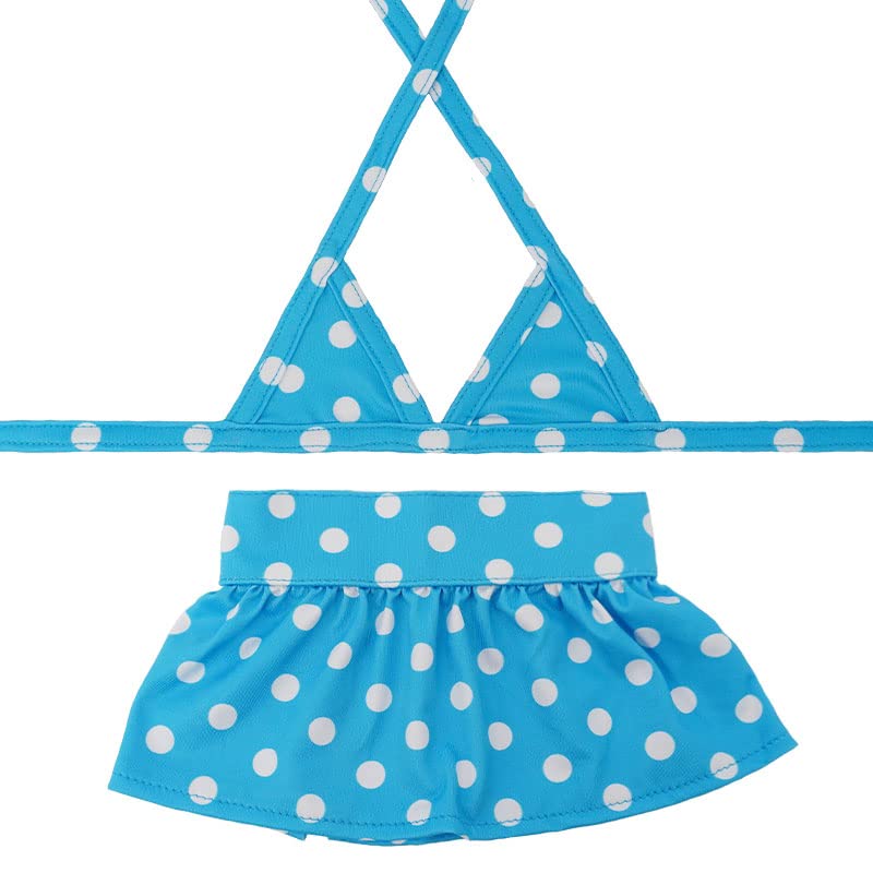Image of Dog Bikini Swimsuit Summer Puppy Bathing Dress Beach Clothes Cat Costume for Puppy Dog Cat (L, Blue Polka dots)