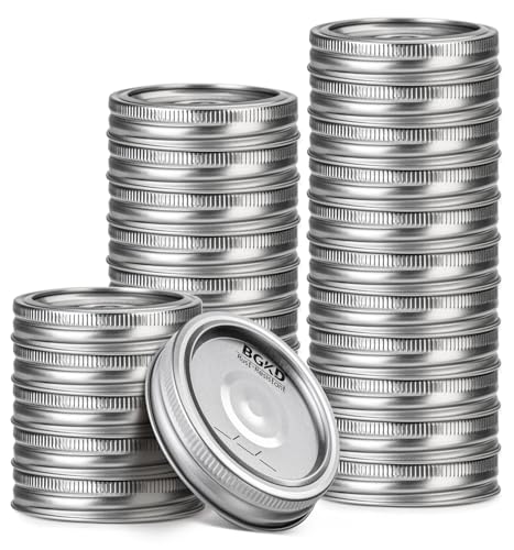 BGKD 48Pcs Rust-Proof Wide Mouth Mason Jar Lids and Rings Canning Lids with Bands Wide Mouth for Ball or Kerr Large Mouth Mason Jars lid