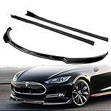 Q1-TECH, 9-Piece Front Bumper Body Kit Lip & Side Skirt Extensions Diffuser Set Compatible with 2012-2016 Tesla Model S, Front Bumper Lip Air Chin Body Kit Splitter ABS, Painted Glossy Black