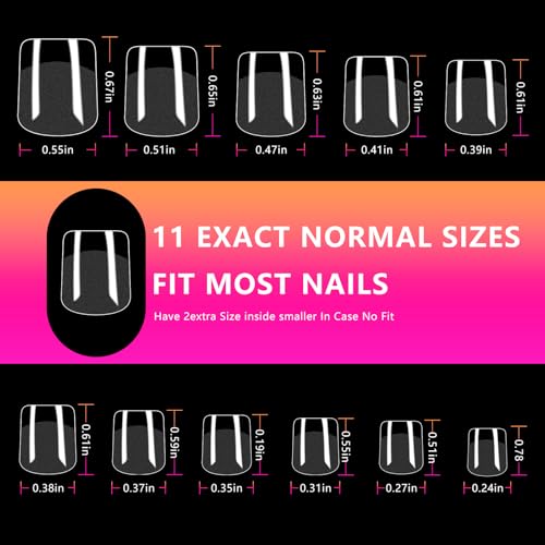 Extra Short Square Fake Nail Tips - 216Pcs Pre-Shaped Extra Short Square Gelly Tips for Full Cover Acrylic Nail Extensions, French Style, 12 Sizes - Perfect for DIY Salon or Professional Use