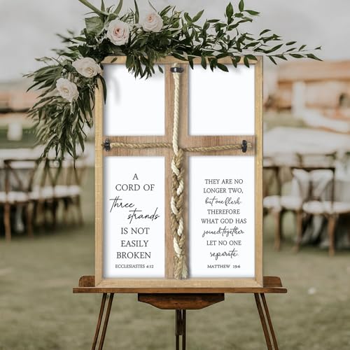 SRSZHIYUE A Cord of Three Strands Wedding Ceremony Unity Sign Wall Decor 15X10 Ecclesiastes 4 12 Braid Cross Art Christian Marriage (Wood)