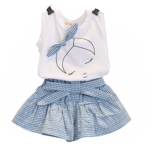Amlaiworld Ensembles de Bébé Filles Filles Mignon T-Shirt Bow Chemise de modèle de Fille Tops+ Shorts Ensemble Vêtements pour Enfant Fille 2-7 Ans (110/4-5Ans, Blanc)