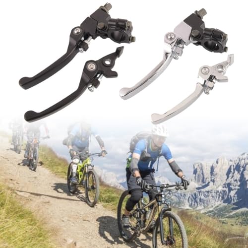 Juego de palancas de freno y embrague de metal, montaje de manillar de 22 mm, acabado negro/plateado, para Pitbikes, ATV y motocicletas de 110 cc a 140 cc