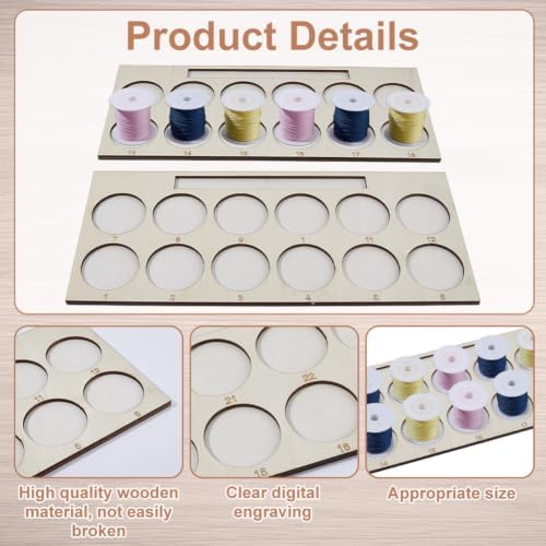 ORIGACH 3 Pack Wooden Embroidery Thread Spool Storage Trays — 사진 3