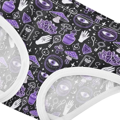 Joisal Maximalism Purple Mushrooms Black Panties for Girl Toddlers Underwear Floral Cotton Flower Undies Kids Briefs 2t4