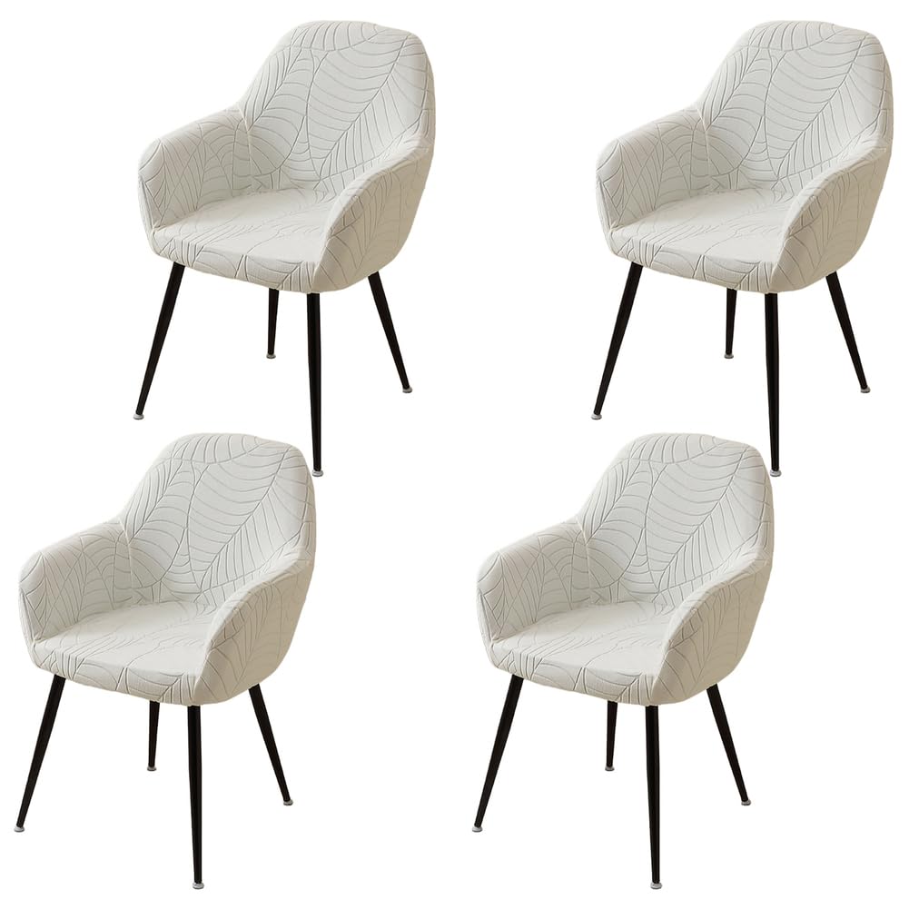 Housse de chaise dossier incurvé beige pour redonner vie à votre intérieur | 4 PCS
