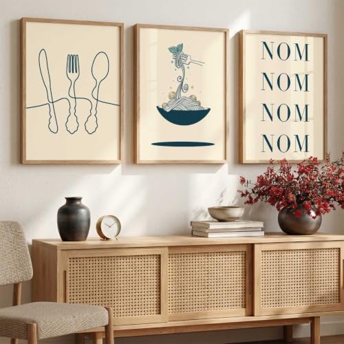 Image of HOTHOUSE Kitchen Wall Art poster With Frame For Living Room Bed Room Hotel Wall Decor Digital Reprint engineered wood Set of 3 (10X13 inch)