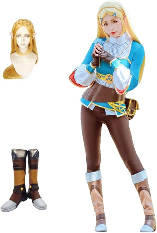 ゼルダの伝説 ブレスオブザワイルド　ゼルダ姫　コスプレ　衣装　ウィッグ　ブーツ ゼルダの伝説 コスプレ 衣装】ゼルダ姫ウィッグブーツ付 大乱闘