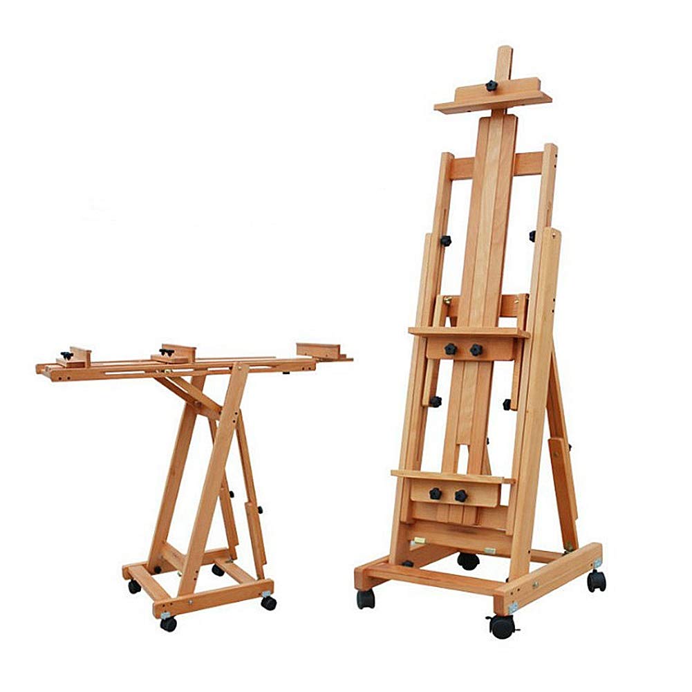 NGDFGR Easel Artists Large Easel For Ing Studio H-Frame With 4 Castor Portable Mobile Display Holder Art Exhibition Standing Lie Down,