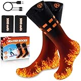Multper Calze Riscaldate a Batteria per Uomo e Donna, 2×5000mAh Calze Termiche Ricaricabili, 3 Livelli di Calore, Calzini Termici Lavabili, Scaldapiedi Elettrico per Sport, Sci, Campeggio, Ciclismo