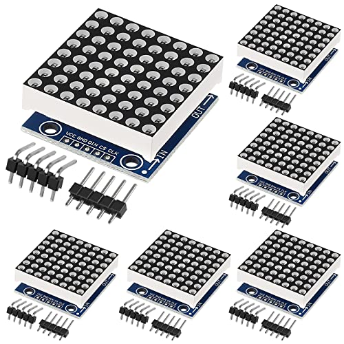 AOICRIE 6pcs MAX7219 8x8 Dot Matrix LED Display Module 5V MCU Control MAX7219 88 LED Dot Matrix DIY Kit (6 PCS)