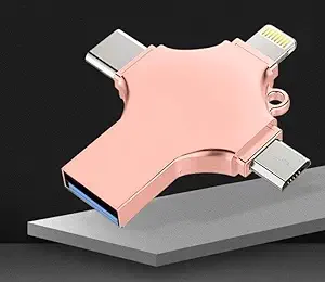 Connect 1 TB 4 in 1 USB Flash Drive/PenDrive for iPhone, iPad, Mac, Android Devices and Windows/Transfer Speed Upto 100 Mbps (Rose Gold)