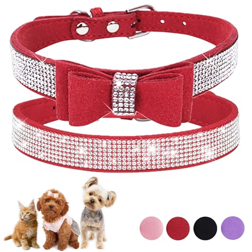 Red Sparkle Dog Collars - 2-Pack for Small Dogs | ONEFOJOJO