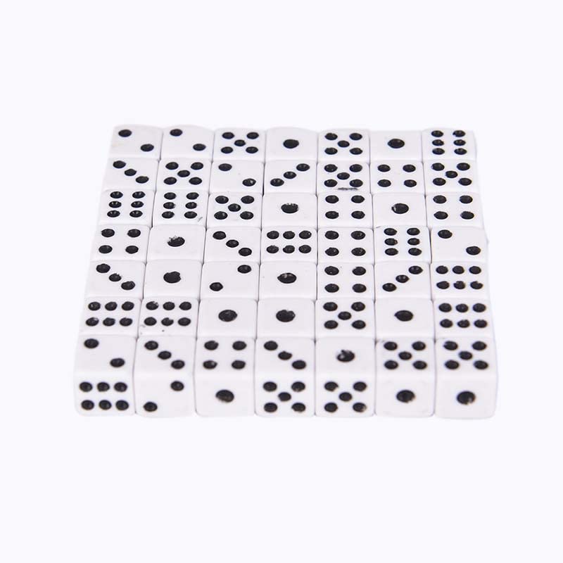 Juego de 50 dados blancos de esquina cuadrada estándar de seis caras, dados de mesa de fiesta de club, juegos de mesa hexagonal, 8 mm, dados acrílicos de hermoso diseño