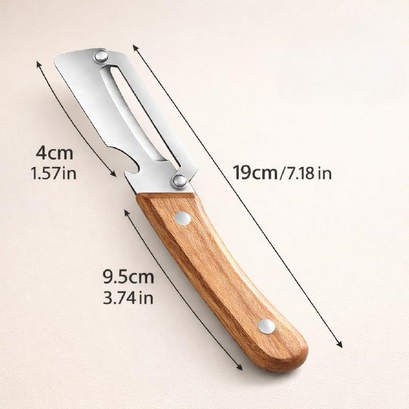 Image of Multi-Functional Stainless Steel Vegetable Peeler with Wooden Handle & Bottle Opener Single Blade Peeler for Fruits & Vegetables Sharp & Easy-Grip Kitchen Tool (2 in 1 Peeler(2PCS))