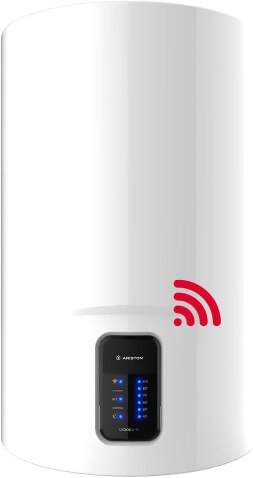 Ariston Lydos Wifi - Scaldabagno Elettrico 80 Litri Verticale con Display Touch 47x47x73,​3 cm - Boiler Elettrico con EVO-​ECO e Waterplus per Risparmio Acqua e Energia, Classe B, Compatibile con Alexa