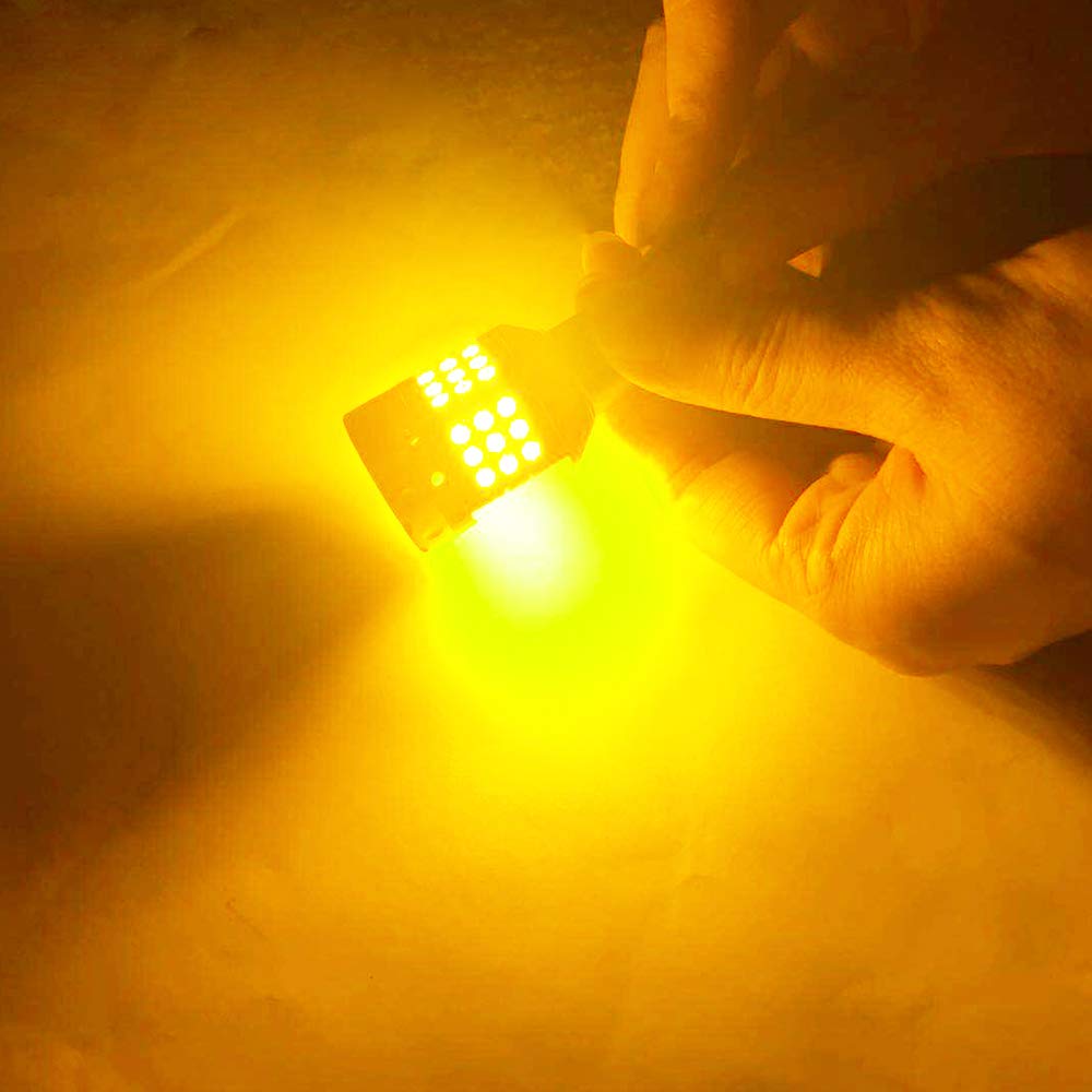 Żarówki kierunkowskazów, brak hiperbłysku 1850lumenów 45SMD 1156 BAU15S 7507 PY21W Canbus bezbłędne żarówki LED przednie i tylne kierunkowskazy bursztynowe żółte opakowanie 4 szt.